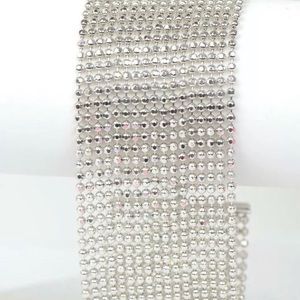 *925 Sterling Silver 2mm Beads Ball Bracelet with